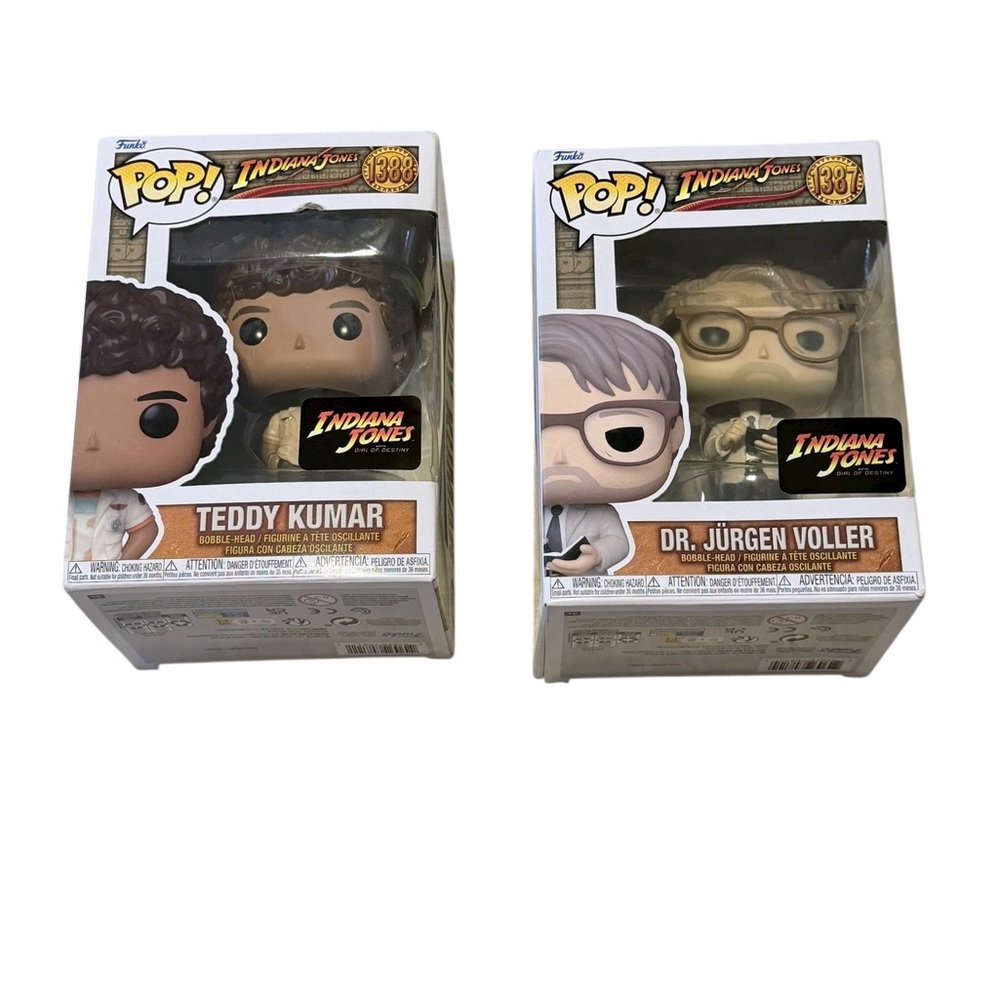 💜🌼NIB Bundle Funko Pop Indiana Jones Teddy Kumar and Dr. Jürgen Voller Figures.